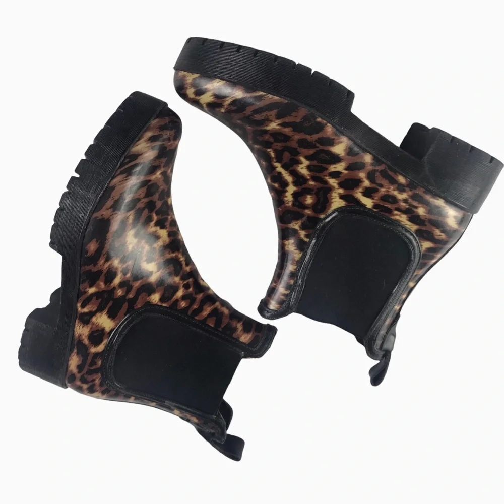 Jeffrey Campbell Cloudy Leopard Chelsea Platform Rain Lug Sole Boot Wome…